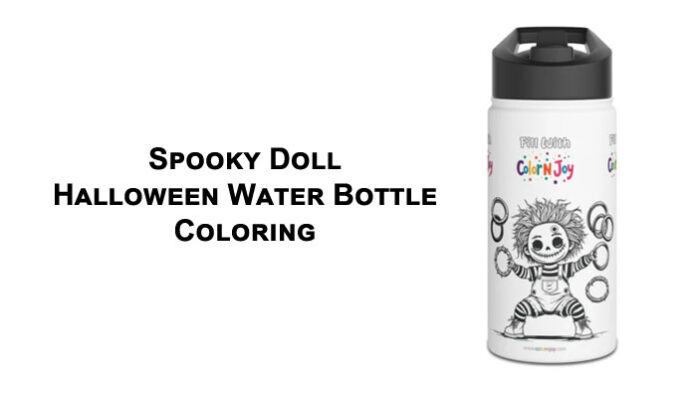 Spooky Doll Halloween Water Bottle Coloring